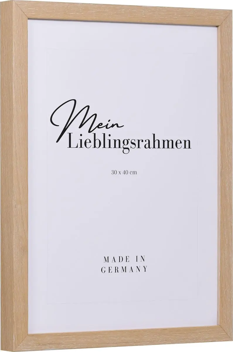 Seitenansicht eines Holzrahmens in der Farbe Kalkeiche mit natÃ¼rlicher Maserung im Landhausstil