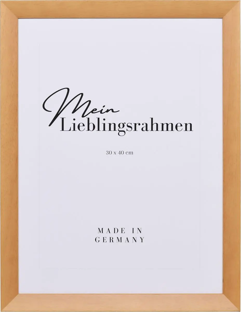 Frontansicht eines modernen, offenporigen, naturfarbenen Bilderrahmens