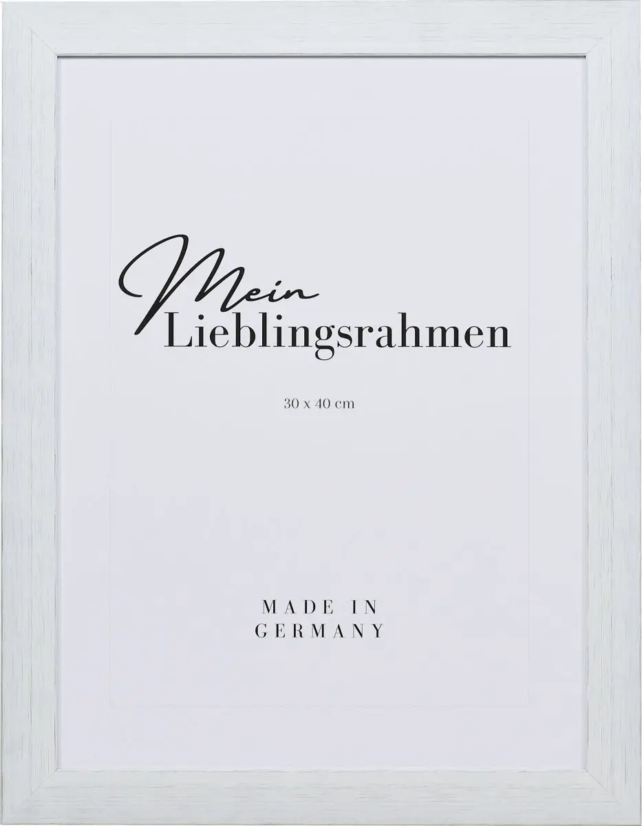 Frontansicht eines stabilen, weissen Bilderrahmens
