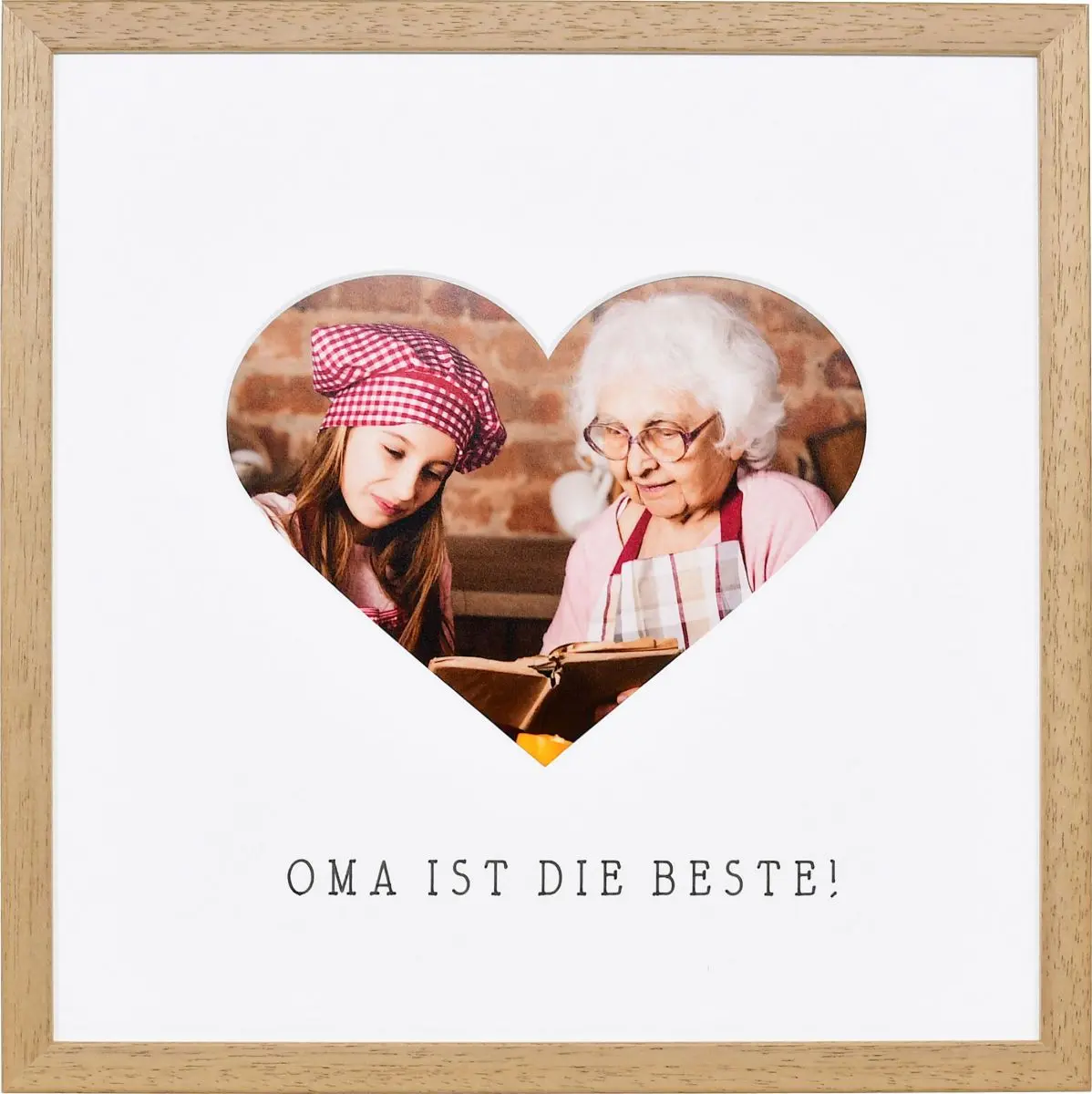 Bilderrahmen mit Herzausschnitt fÃ¼r Oma in der Farbe Eiche