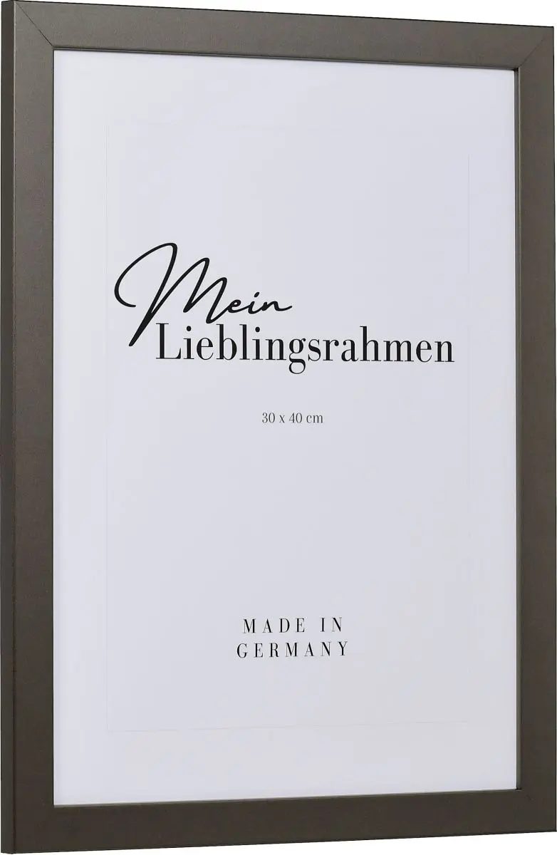 Seitenansicht eines platinfarbenen Bilderrahmens mit sichtbarer Holzstruktur, glatter OberflÃ¤che und kantigem, schlichtem Profil
