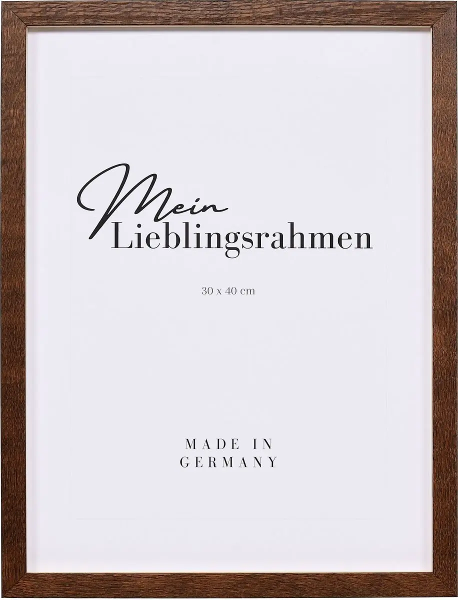 Frontansicht eines Massivholzrahmens in Nussbaum mit natÃ¼rlicher Maserung mit Abstandsleiste