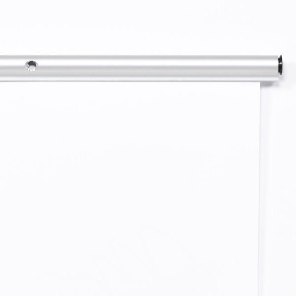 Detailaanzicht van een zilveren aluminium posterhanger met klemvoorziening