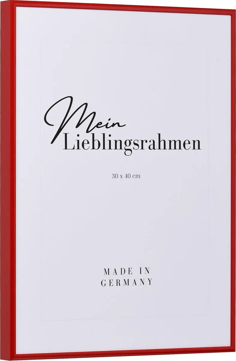 Seitenansicht eines roten, sehr formstabilen Aluminiumrahmens mit patentiertem Eckverbindersystem