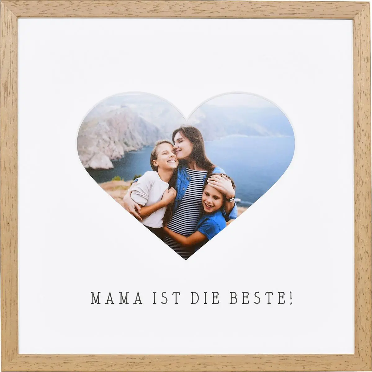 Fotolijst met hartuitsparing voor Mama in eikenkleur
