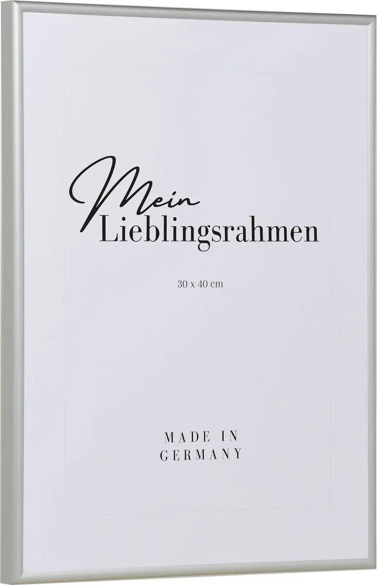 Seitenansicht eines silbernen, modernen Rahmens aus eloxiertem Aluminium mit robustem Halbrundprofil