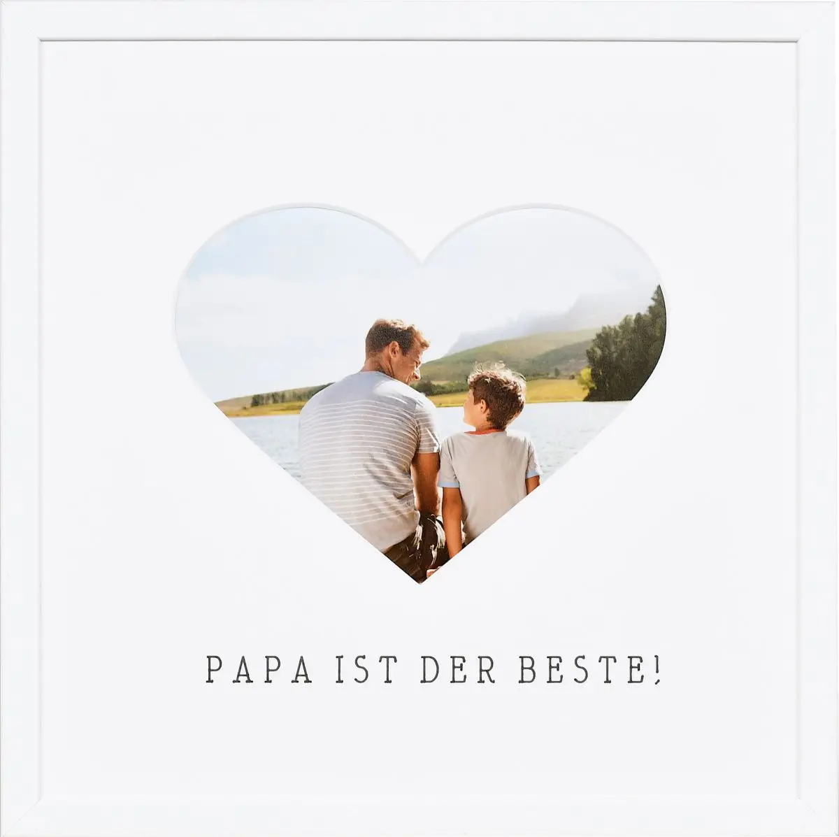 Fotolijst met hartuitsparing voor Papa in de kleur wit