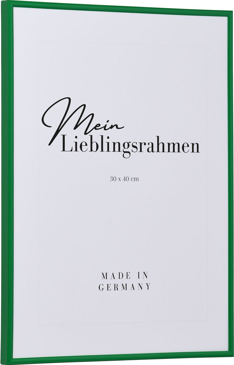 Seitenansicht eines grÃ¼nen, schmalen Kunststoffrahmens mit Halbrundprofil