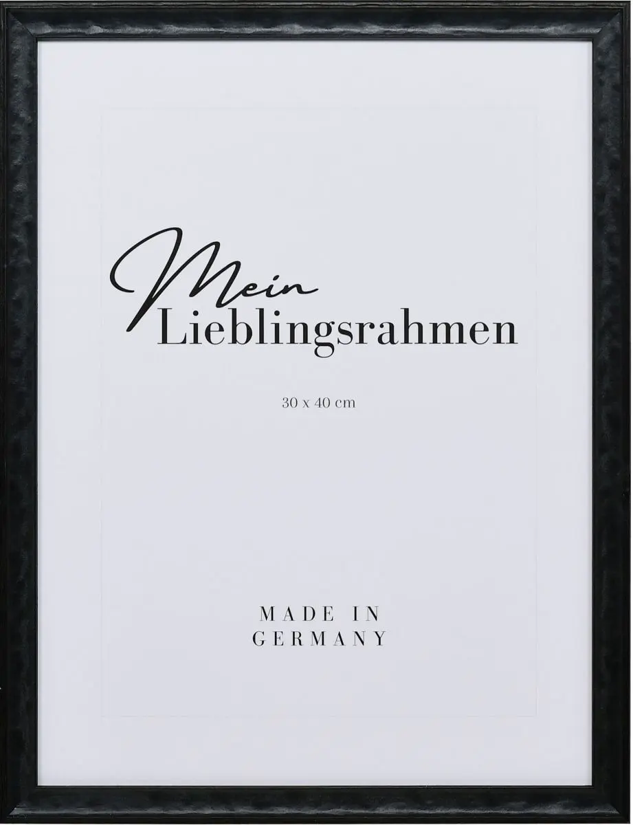 Frontansicht eines schwarzen, eleganten Holzrahmens mit geschlossener OberflÃ¤che