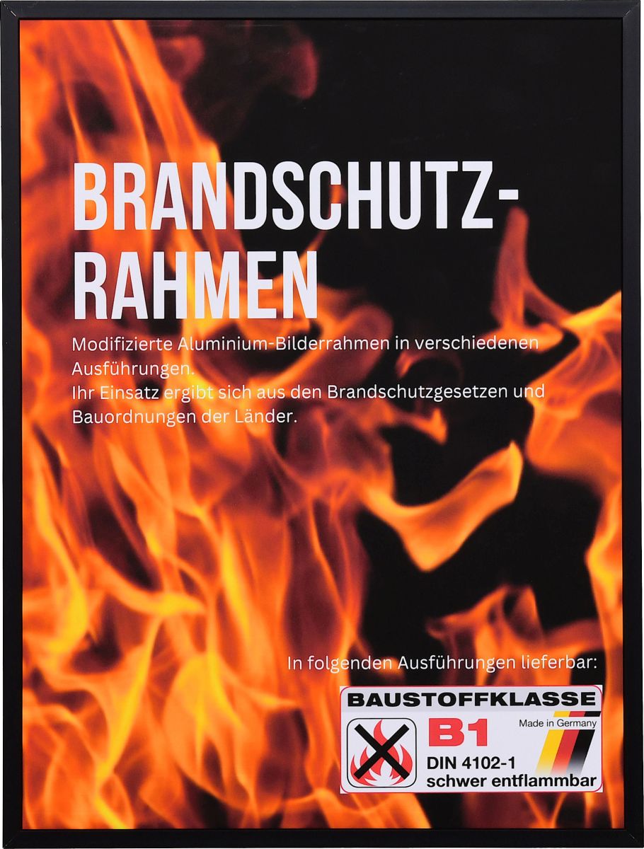 Vooraanzicht van een zwarte brandwerende lijst van aluminium