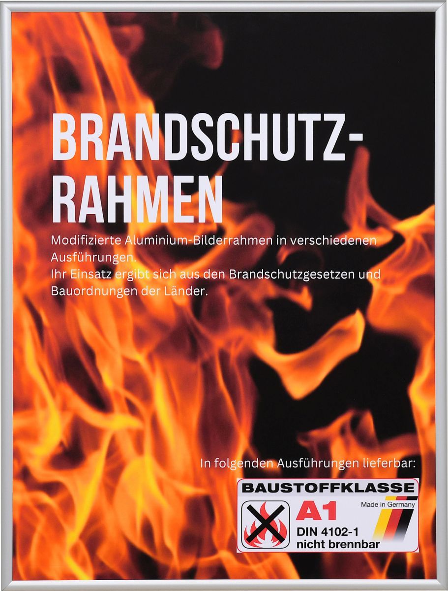 Vooraanzicht van een brandwerende lijst met halfrond profiel van zilver, geanodiseerd aluminium