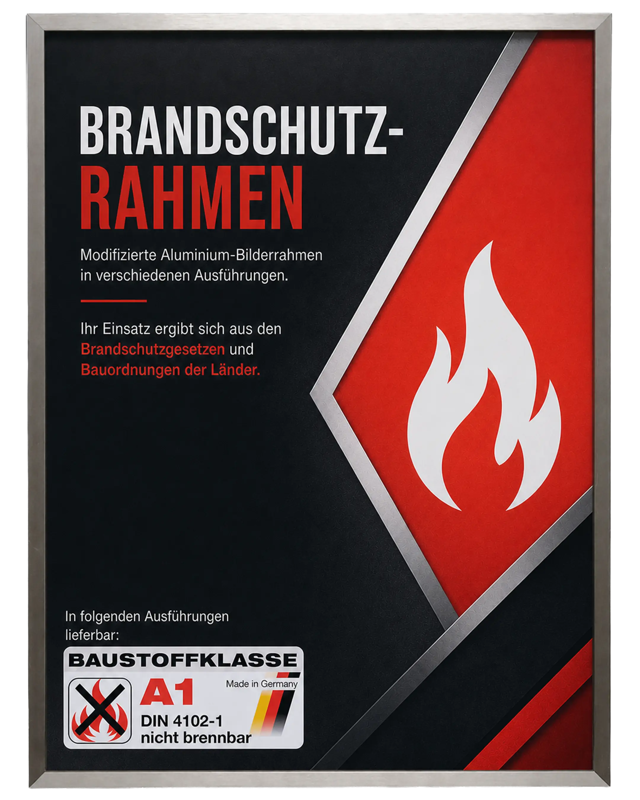 Aluminium fotolijst Mika brandvertragend certificaat A1 antraciet – vooraanzicht