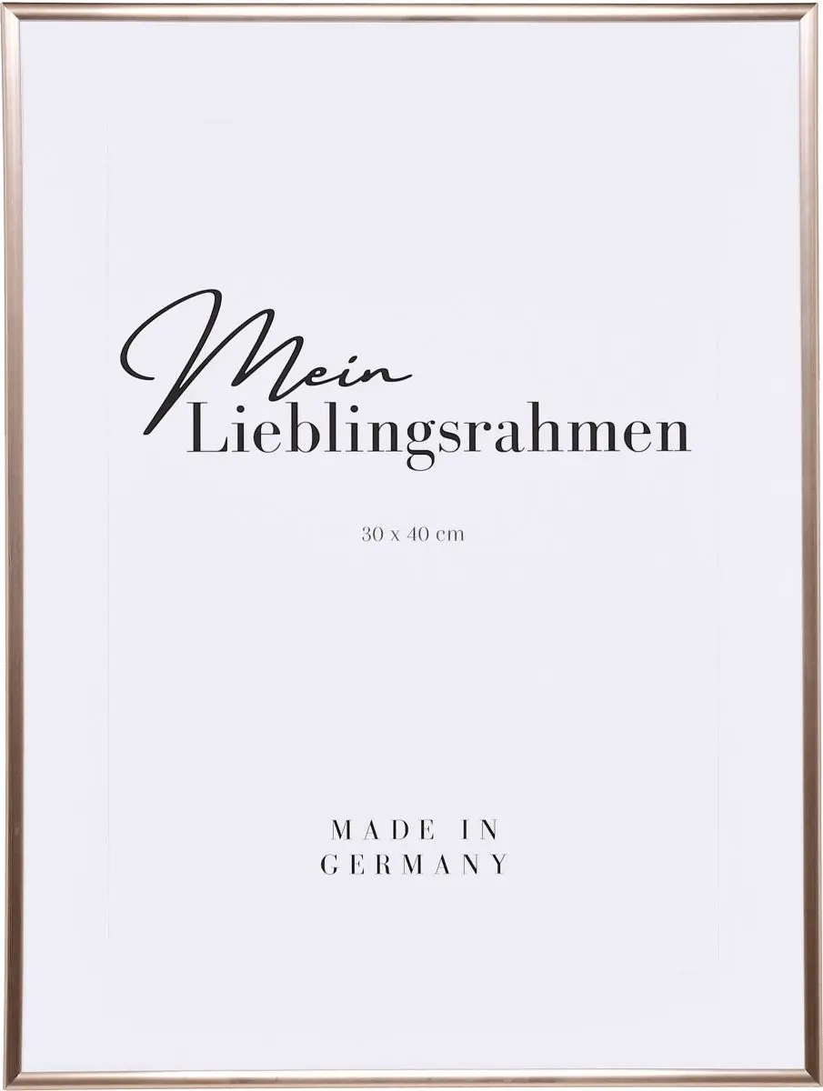 Frontansicht eines schmalen Kunststoffrahmens 30x40 in der Farbe RosÃ© mit Halbrundprofil