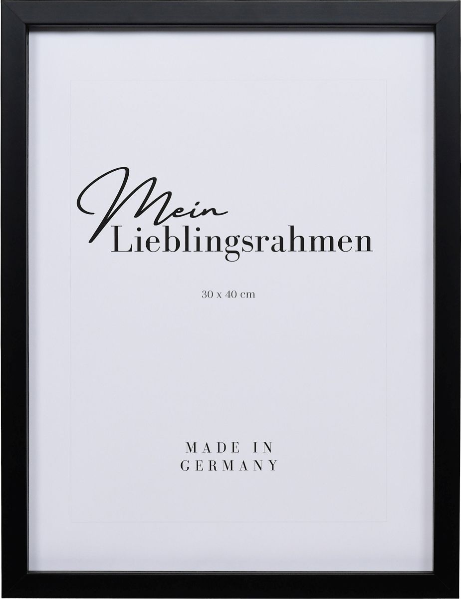 Frontansicht eines schwarzen Bilderrahmens mit glatter OberflÃ¤che und schlichtem Design