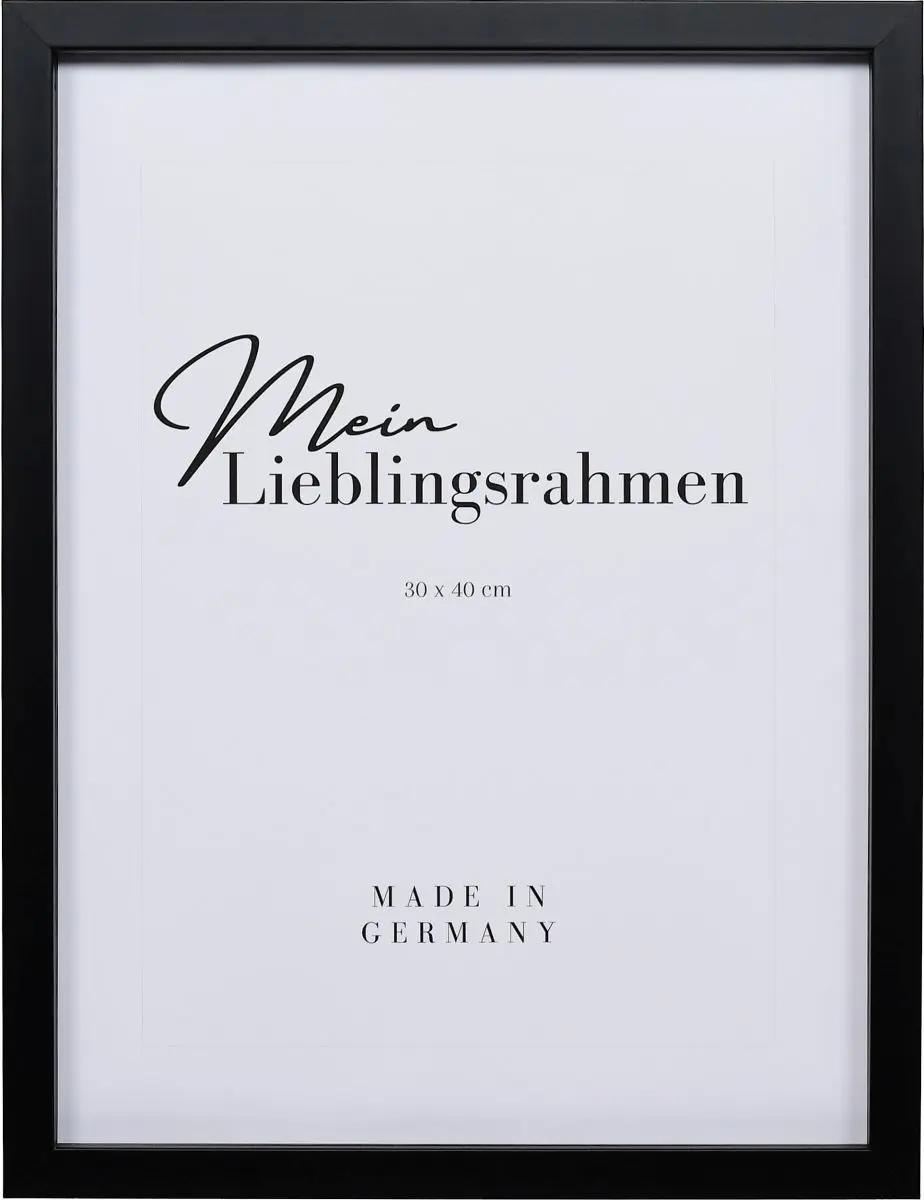 Frontansicht eines schwarzen Bilderrahmens mit glatter OberflÃ¤che und schlichtem Design