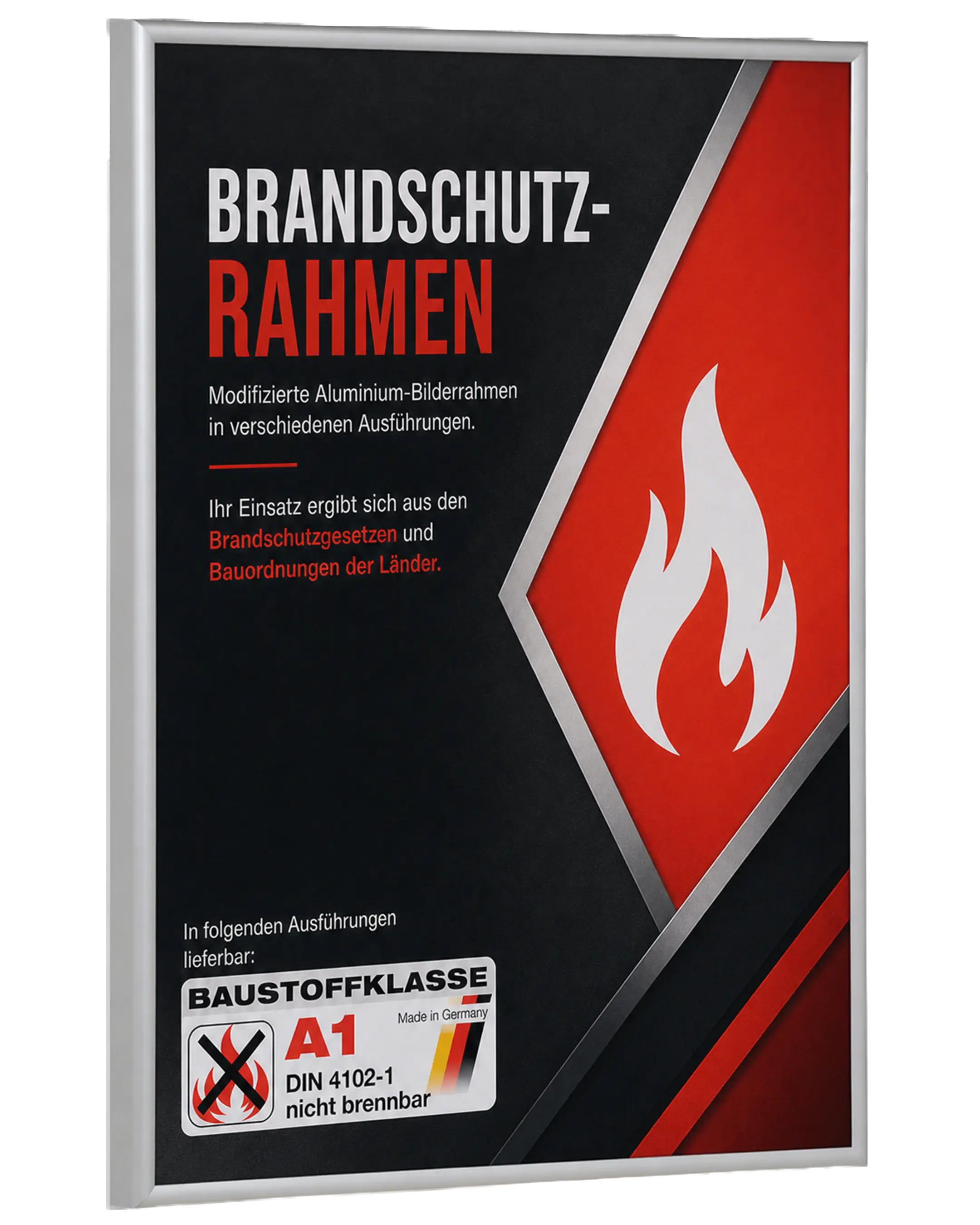 Aluminium fotolijst Noah brandvertragend certificaat A1 zilver – zijaanzicht
