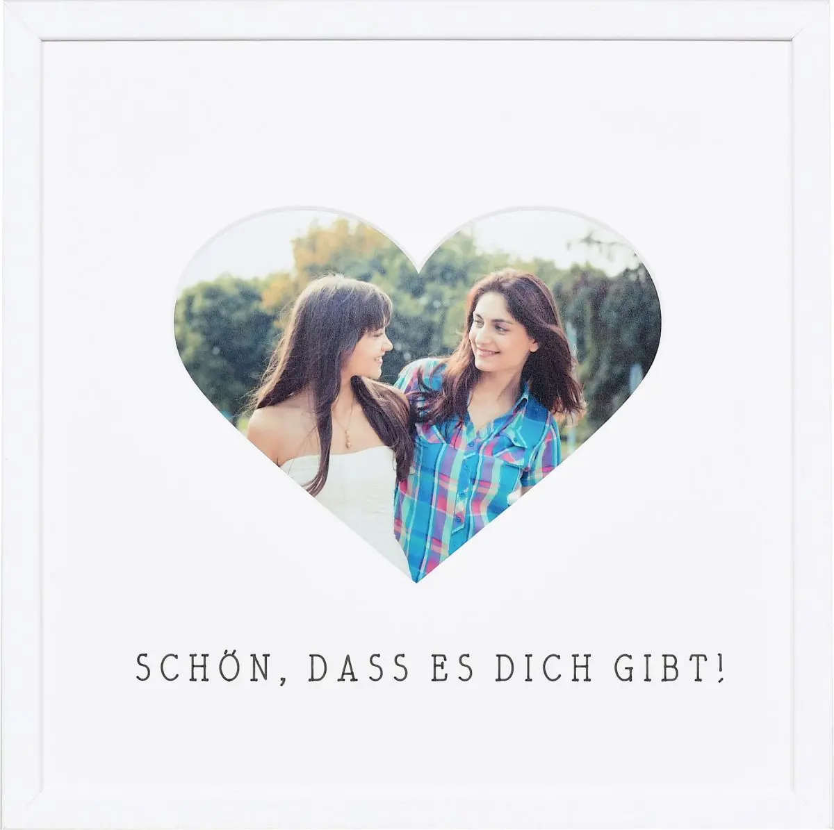 Fotolijst met hartuitsparing om cadeau te doen in de kleur wit