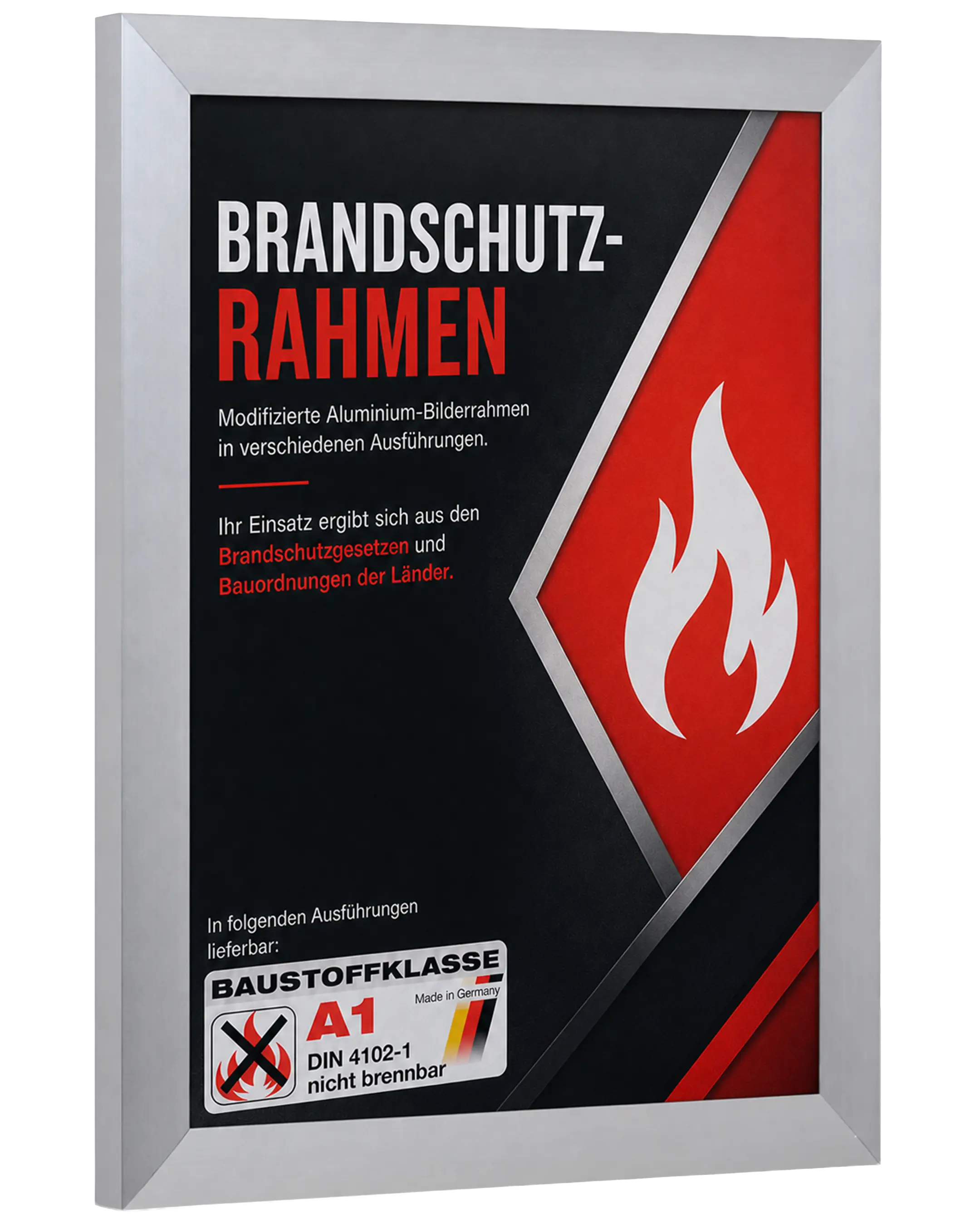Aluminium fotolijst Costa brandvertragend certificaat A1 zilver – zijaanzicht