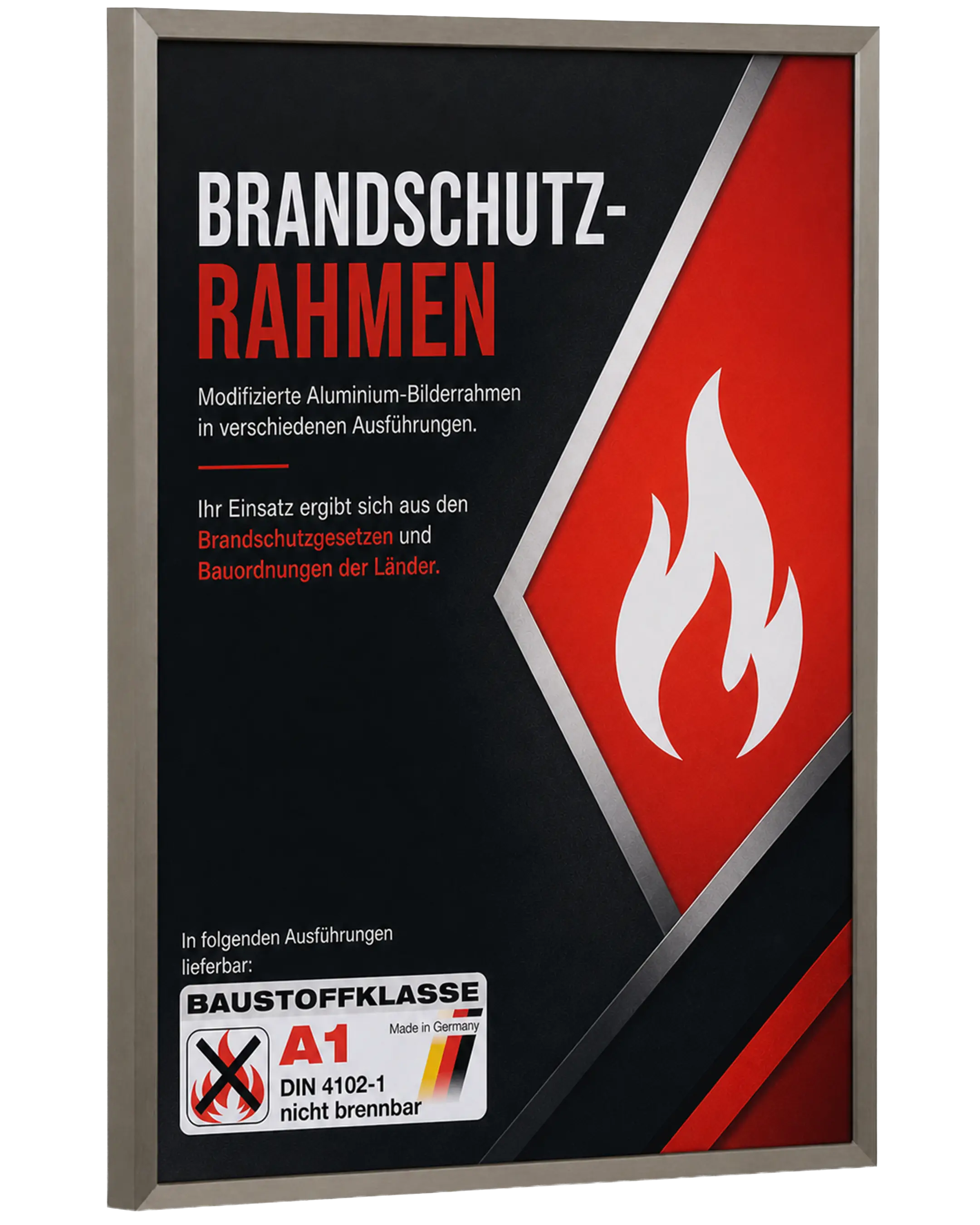 Aluminium fotolijst Mika brandvertragend certificaat A1 antraciet – zijaanzicht