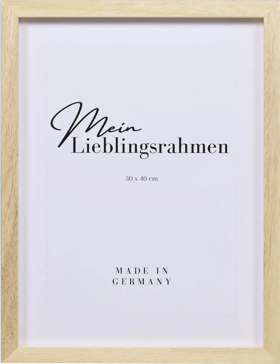 Frontansicht eines naturfarbenen Bilderrahmens mit tiefenversetzter Leiste, 70x100 cm