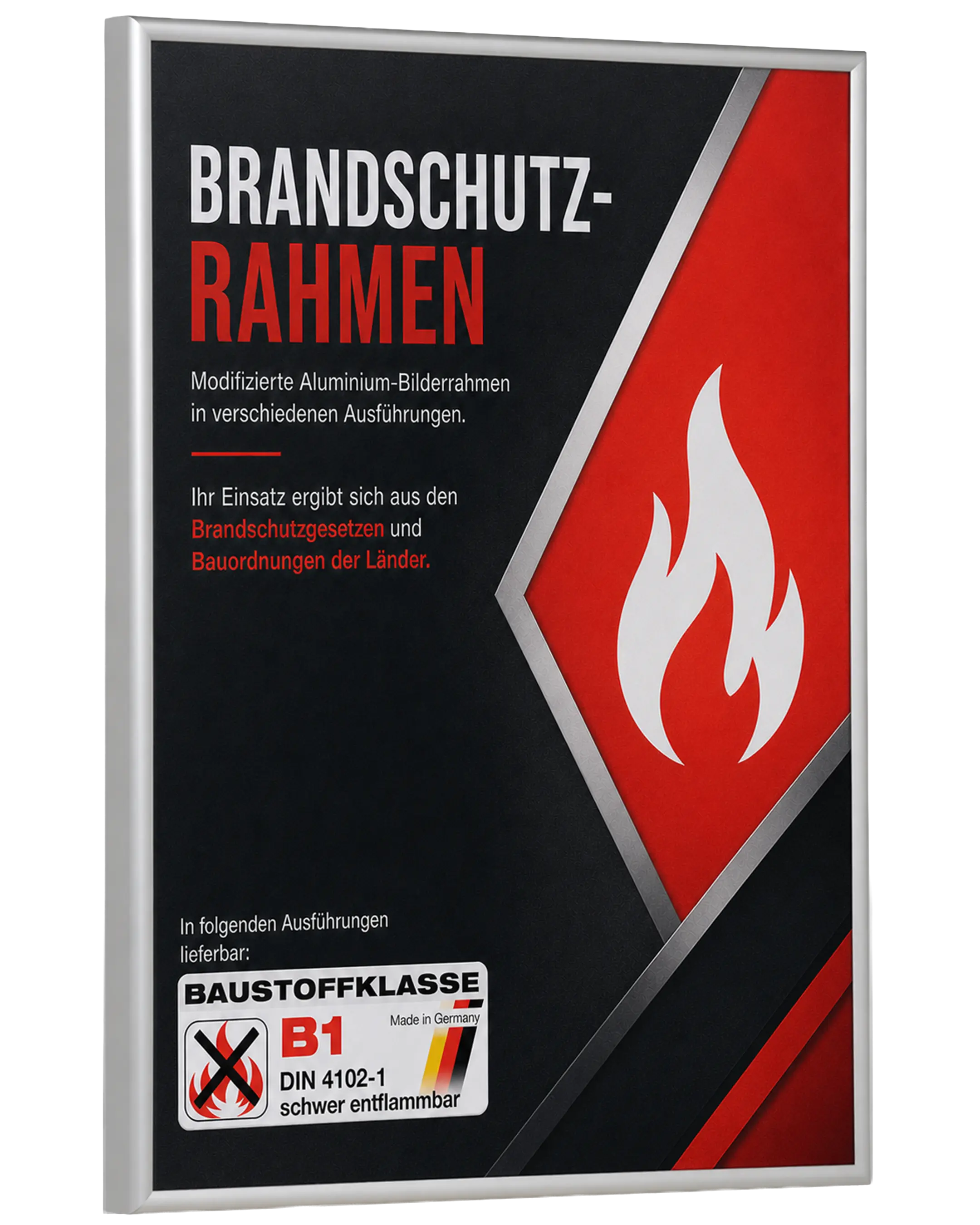 Aluminium fotolijst Noah brandvertragend certificaat B1 zilver – zijaanzicht