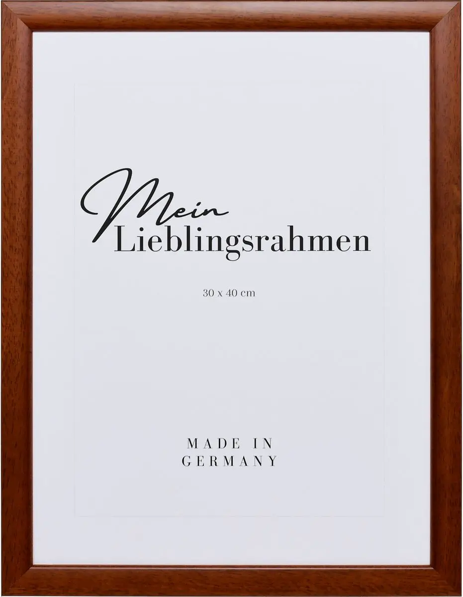 Frontansicht eines braunen Holzrahmens mit leicht abgerundeten Kanten