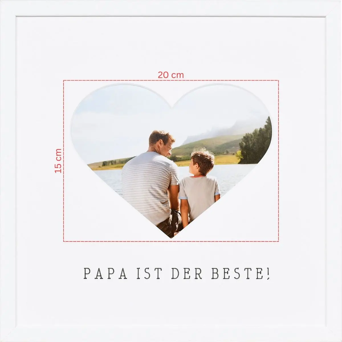 Skizze eines Fotos fÃ¼r ein herzfÃ¶rmiges Passeparpartout in weissem Bilderrahmen 30x30