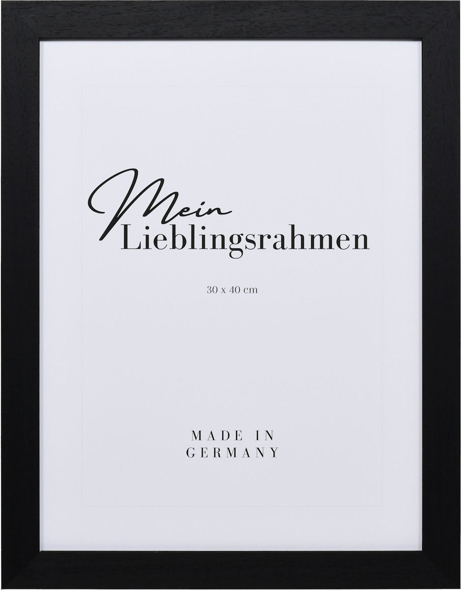 Frontansicht eines schwarzen Bilderrahmens der auch fÃ¼r LeinwÃ¤nde geeignet ist