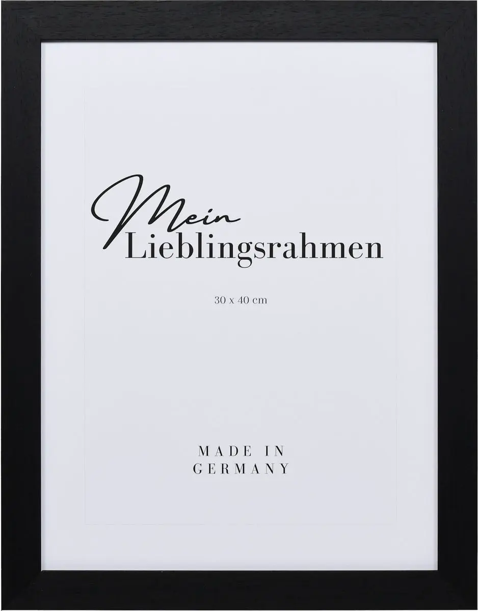 Frontansicht eines schwarzen Bilderrahmens der auch fÃ¼r LeinwÃ¤nde geeignet ist