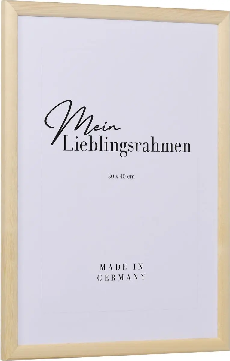 Seitenansicht eines naturbelassenen Holzrahmens Kiefer mit schmalem, einfachen Halbrundprofil