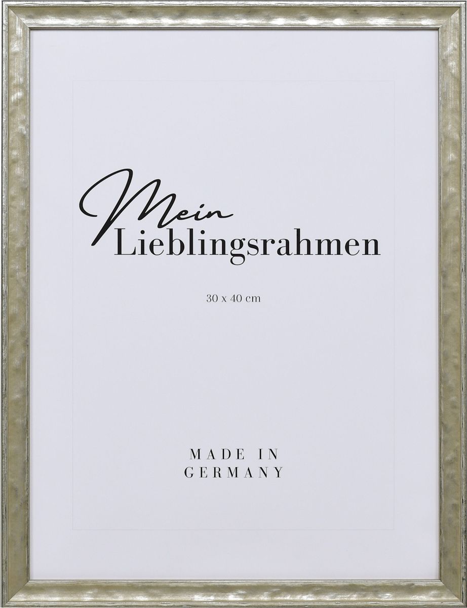 Frontansicht eines eleganten, silbernen Holzrahmens mit geschlossener OberflÃ¤che