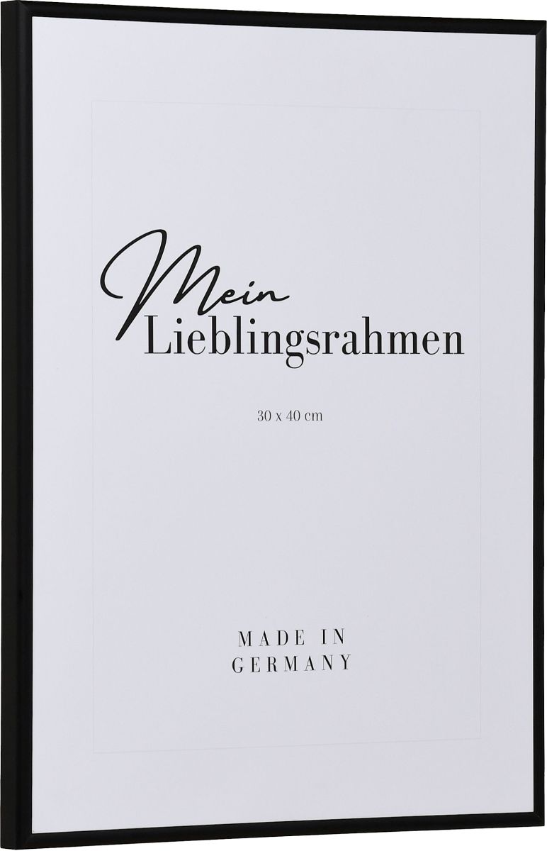 Seitenansicht eines schwarzen, modernen Rahmens aus eloxiertem Aluminium mit robustem Halbrundprofil
