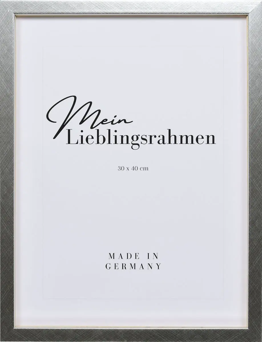 Frontansicht eines silbernen Bilderrahmens mit glatter OberflÃ¤che und schlichtem Design