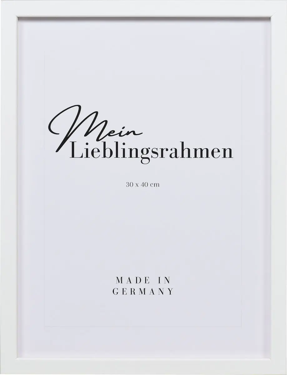 Frontansicht eines weissen Bilderrahmens mit glatter OberflÃ¤che und schlichtem Design