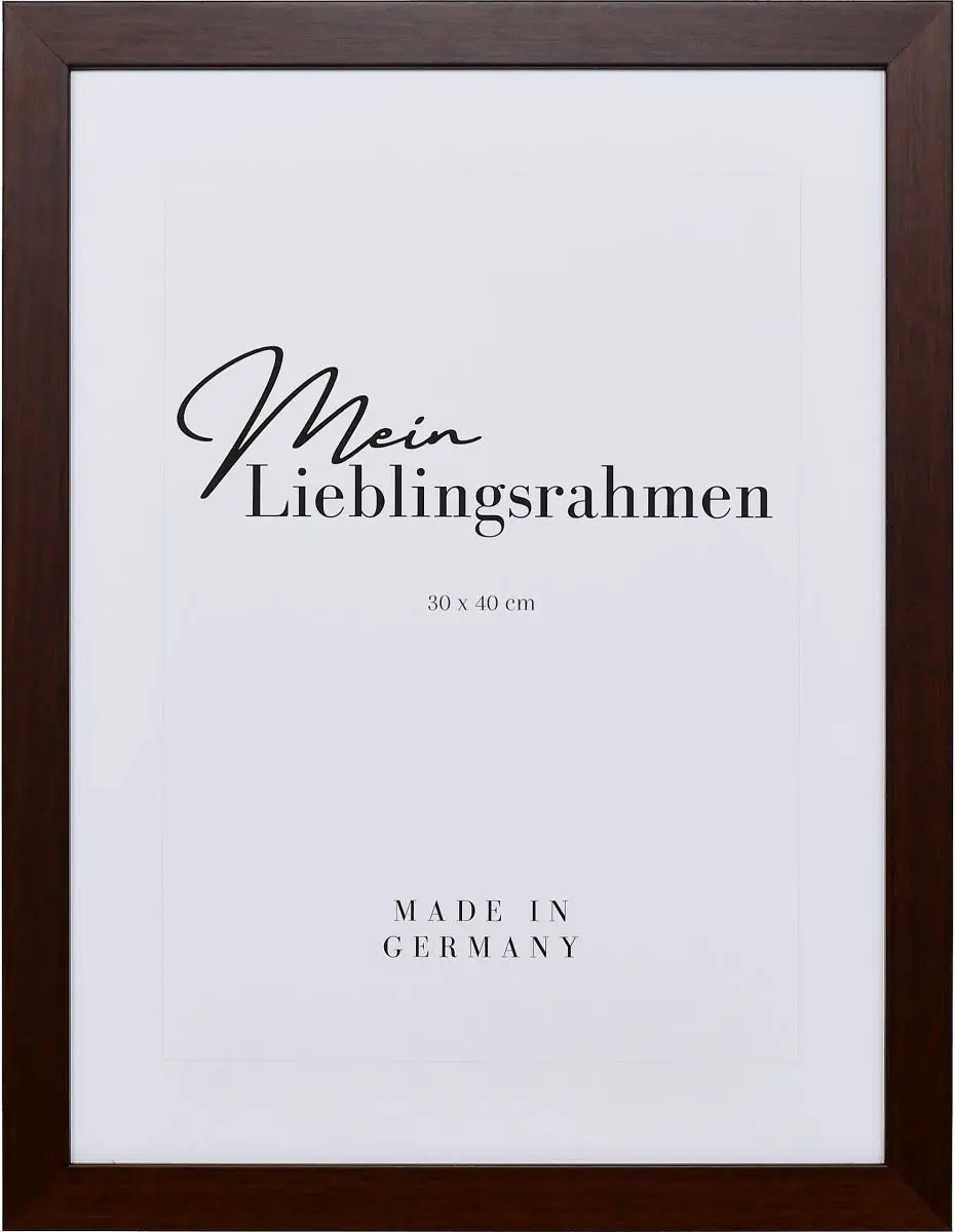 Frontansicht eines braunen Bilderrahmens mit sichtbarer Holzstruktur, glatter OberflÃ¤che und kantigem, schlichtem Profil